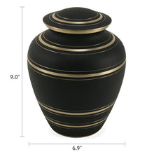 Load image into Gallery viewer, Black Brass Elite Onyx Adult 200 Cubic Inch Funeral Cremation Urn for Ashes
