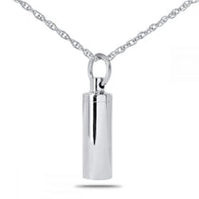 Load image into Gallery viewer, Silver Cylinder Pendant/Necklace Funeral Cremation Urn
