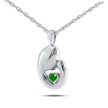 Load image into Gallery viewer, Mother&#39;s Love May w/ Emerald Silver Pendant/Necklace Cremation Urn for Ashes
