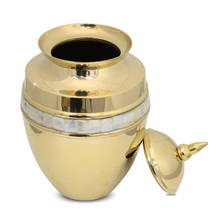 Load image into Gallery viewer, Large/Adult 220 Cubic Inch Classic Mother Of Pearl Brass Funeral Cremation Urn for Ashes
