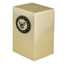Load image into Gallery viewer, Large/Adult 235 Cubic Inch Navy Emblem Brass Funeral Cremation Urn for Ashes
