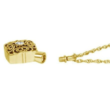 Load image into Gallery viewer, Stainless Steel/Gold Plated Crystal Pendant/Necklace Cremation Urn for Ashes
