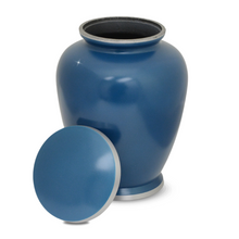Load image into Gallery viewer, Large/Adult 200 Cubic Inch Aluminum Thera Bright Blue Funeral Cremation Urn for Ashes
