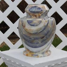 Load image into Gallery viewer, Large/Adult 220 Cubic Inch Blue Carpel Onyx Funeral Cremation Urn for Ashes
