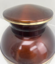 Load image into Gallery viewer, Large/Adult 220 Cubic Inch Royal Burnt Sienna Brass Funeral Cremation Urn for Ashes
