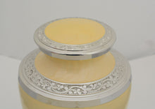 Load image into Gallery viewer, Large/Adult 220 Cubic Inches Yellow Floral Adult Brass Funeral Cremation Urn for Ashes
