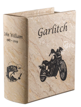 Load image into Gallery viewer, Adult/Large Cameo Book Marble Funeral Cremation Urn for Ashes 220 Cubic Inches
