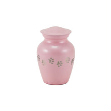 Load image into Gallery viewer, At Peace Memorials Petite 25 Cubic Inches Classic Paws Pearl Pink Petite Pet Cremation Urn
