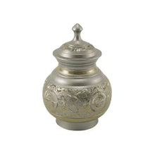 Load image into Gallery viewer, Silver Engraved Small Cremation Urn 40 Cubic Inches
