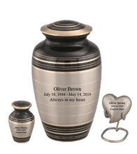 Load image into Gallery viewer, Small/Keepsake 4 Cubic Inches Marvel Pewter Black Brass Funeral Cremation Urn
