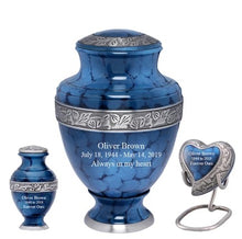 Load image into Gallery viewer, Small/Keepsake 4 Cubic Inches Serene Midnight Iris Brass Funeral Cremation Urn
