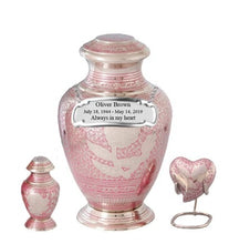Load image into Gallery viewer, Large/Adult 200 Cubic Inches Sheen Pink Rose Brass Funeral Cremation Urn
