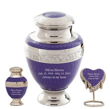 Load image into Gallery viewer, Small/Keepsake 4 Cubic Inches Serene Purple Brass Funeral Cremation Urn
