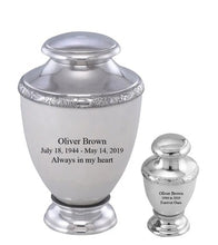 Load image into Gallery viewer, Small/Keepsake 4 Cubic Inches Zejtar White Pearl Metal Funeral Cremation Urn
