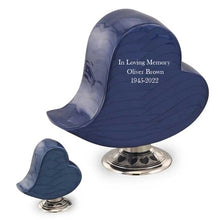 Load image into Gallery viewer, Large/Adult 200 Cubic Inches Cheerful Heart Blue Funeral Cremation Urn
