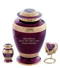 Load image into Gallery viewer, Small/Keepsake 4 Cubic Inches Sheen Tyrian Purple Brass Funeral Cremation Urn

