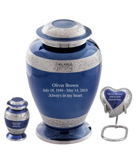Load image into Gallery viewer, Small/Keepsake 4 Cubic Inches Sheen Palatinate Blue Brass Funeral Cremation Urn
