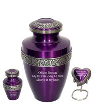 Load image into Gallery viewer, Small/Keepsake 5 Cubic Inches Heart Apollo Purple Brass Funeral Cremation Urn
