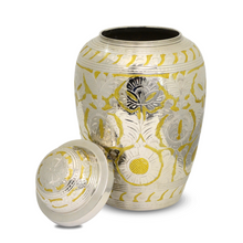 Load image into Gallery viewer, Large/Adult 200 Cubic Inch Regal Gold Brass Funeral Cremation Urn for Ashes

