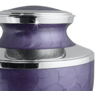 Load image into Gallery viewer, Large/Adult 220 Cubic Inch Purple Plain Brass Funeral Cremation Urn for Ashes
