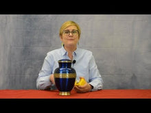 Load image into Gallery viewer, Large/Adult 220 Cubic Inch Leaf Blue Brass Funeral Cremation Urn for Ashes
