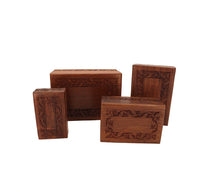 Load image into Gallery viewer, Small 12 Cubic Inches Border Rosewood Pet Cremation Urn w/ Laser Engraving
