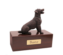 Load image into Gallery viewer, Bronze Jack Russell Terrier Pet Cremation Urn w/ Figurine in 5 Diff Walnut Base Sizes
