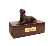 Load image into Gallery viewer, Bronze Labrador Pet Cremation Urn in 5 Diff Walnut Base Sizes
