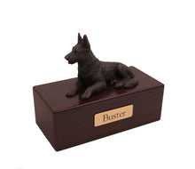 Load image into Gallery viewer, Bronze German Shepherd Walnut Base Pet Cremation Urn w/ Figurine in 5 diff base sizes
