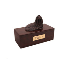 Load image into Gallery viewer, Bronze Maltese Pet Cremation Urn w/ Figurine in 5 Diff Walnut Base Sizes
