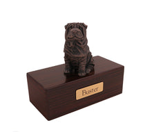 Load image into Gallery viewer, Bronze Shar Pei Pet Cremation Urn in 5 Diff Walnut Base Sizes
