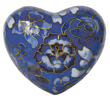 Load image into Gallery viewer, Small/Keepsake 2.5 Cubic Inches Cloisonne Azure Blue Heart Cremation Urn for Ashes
