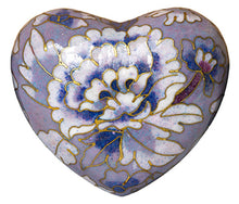 Load image into Gallery viewer, Small/Keepsake 2.5 Cubic Inches Cloisonne Purple Floral Heart Cremation Urn for Ashes
