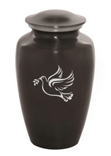 Load image into Gallery viewer, Large/Adult 200 Cubic Inch Custom Engraved Grey Metal Dove Funeral Cremation Urn
