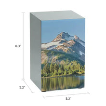 Load image into Gallery viewer, At Peace Memorials Large/Adult 200 Cubic Inches Life Canvas Majestic Mountain &amp; Lake View Pewter Cremation Urn
