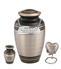 Load image into Gallery viewer, Large/Adult 200 Cubic Inches Marvel Pewter Black Brass Funeral Cremation Urn
