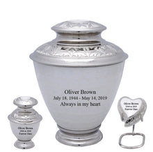 Load image into Gallery viewer, Small/Keepsake 4 Cubic Inches Elegance Pearl White Brass Funeral Cremation Urn
