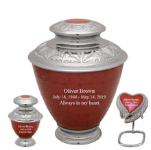 Load image into Gallery viewer, Small/Keepsake 4 Cubic Inches Elegance Pearl Red Brass Funeral Cremation Urn
