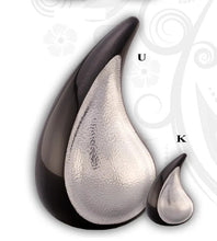 Load image into Gallery viewer, Large/Adult 200 Cubic Inches Infinity Eternal Teardrop Black and Silver Funeral Cremation Urn
