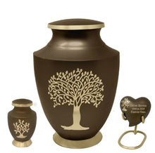 Load image into Gallery viewer, Large/Adult 200 Cubic Inches Solace Tree Brass Funeral Cremation Urn
