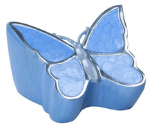 Load image into Gallery viewer, Small/Keepsake Soulful Wings Butterfly Blue 5 Cubic Inches Funeral Cremation Urn
