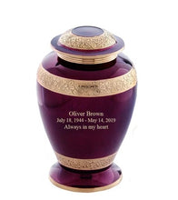 Load image into Gallery viewer, Large/Adult 200 Cubic Inches Sheen Tyrian Purple Brass Funeral Cremation Urn

