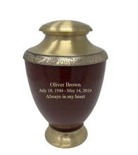 Load image into Gallery viewer, Large/Adult 200 Cubic Inches Zejtar Red Brass Funeral Cremation Urn
