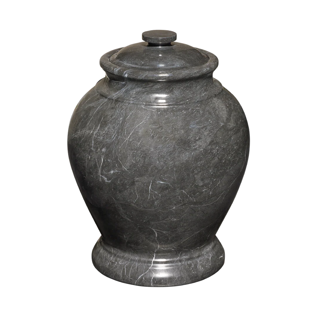 Large/Adult London Ebony Marble Black Colored Funeral Cremation Urn For Ashes