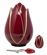 Load image into Gallery viewer, Small/Keepsake 4 Cubic Inches Red Tulip Fiberglass Funeral Cremation Urn
