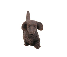 Load image into Gallery viewer, Bronze Long-Haired Dachshund Walnut Base Pet Cremation Urn w/ Figurine
