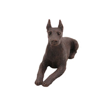Load image into Gallery viewer, Bronze Doberman Ears Up Walnut Pet Cremation Urn in 5 diff base sizes
