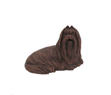 Load image into Gallery viewer, Bronze Maltese Pet Cremation Urn w/ Figurine in 5 Diff Walnut Base Sizes
