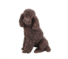 Load image into Gallery viewer, Bronze Poodle Sitting Pet Cremation Urn in 5 Diff Walnut Base Sizes
