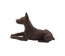Load image into Gallery viewer, Bronze Doberman Ears Up Walnut Pet Cremation Urn in 5 diff base sizes
